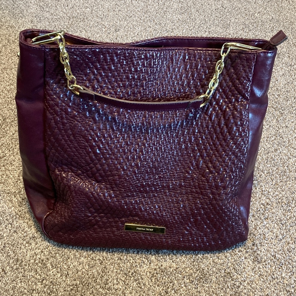 Ivanka Trump Deep Purple Shoulder Bag with Gold Chain